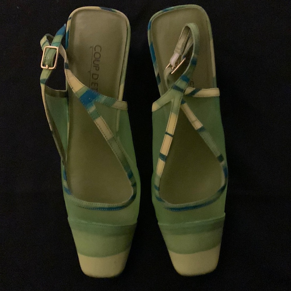 Coup D’ETAT green shoes Fabric upper with Leather sole